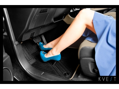 Коврики KVEST 3D в салон полистар, чёрно-серые 5 шт для Lexus LX-570/450d № KVESTLEX00002K1