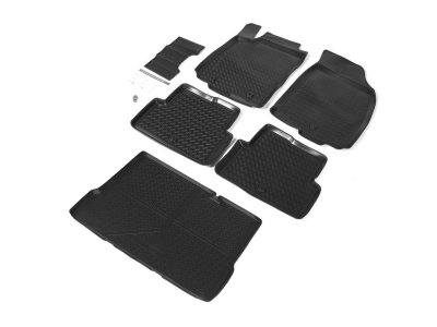 Комплект ковриков салона и багажника Rival полиуретан 6 штук на седан для Chevrolet Aveo 2012-2015