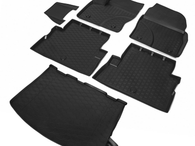 Комплект ковриков салона и багажника Rival полиуретан 6 штук для Ford Kuga 2 № K11804002-1