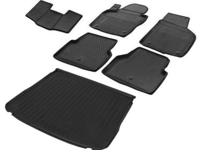 Комплект ковриков салона и багажника Rival полиуретан 6 штук для Volkswagen Tiguan № K15805001-3
