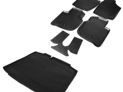 Комплект ковриков салона и багажника Rival полиуретан 6 штук на лифтбек для Skoda Rapid № K15102001-2