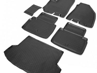 Комплект ковриков салона и багажника Rival полиуретан 6 штук для JAC S5 Eagle № K19201002-1
