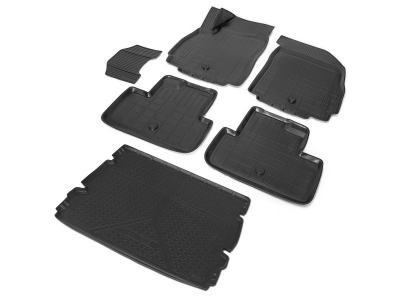 Комплект ковриков салона и багажника Rival полиуретан 6 штук на 5 мест для Chevrolet Orlando 2011-2015