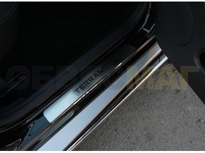 Накладки на пороги Russtal зеркальные для Nissan Terrano № NISTR14-01