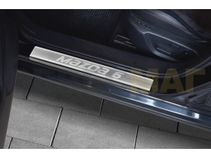 Накладки на пороги Russtal шлифованные с надписью для Mazda 6 № MZD613-03