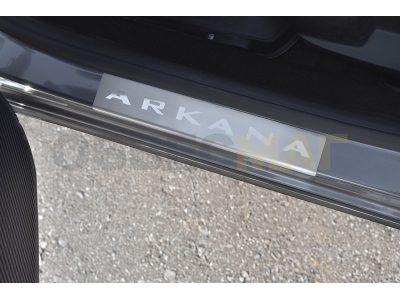Накладки на пороги Russtal шлифованные с надписью для Renault Arkana 2019-2021