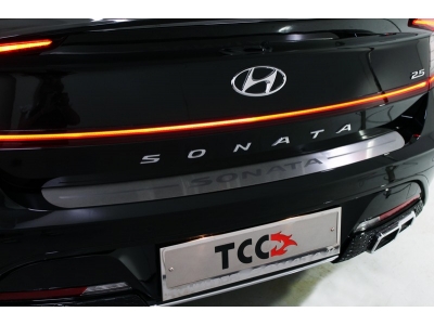 Накладка на задний бампер лист шлифованный надпись Hyundai  для Hyundai Sonata № HYUNSON20-04