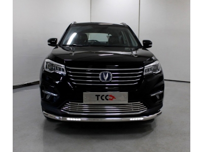 Защита переднего бампера с ДХО 60 мм ТСС для Changan CS75 2020-2021