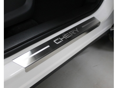Накладки на пороги лист шлифованный надпись Chery 4 шт ТСС для Chery Tiggo 7 Pro 2020-2023