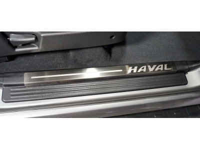 Накладки на пластиковые пороги лист шлифованный надпись HAVAL 4 шт для Haval H5 № HAVH520-06
