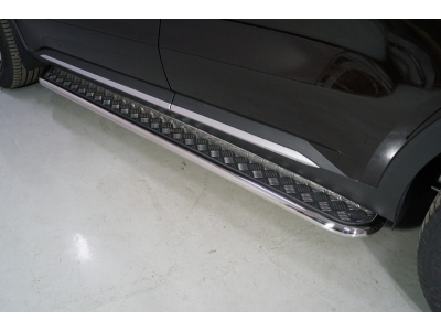 Пороги с площадкой алюминиевый лист 42 мм для Kia Sorento № KIASOR20-08