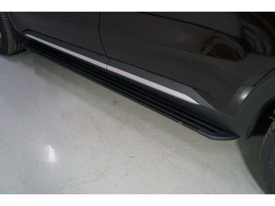 Пороги алюминиевые Slim Line Black для Kia Sorento № KIASOR20-16B