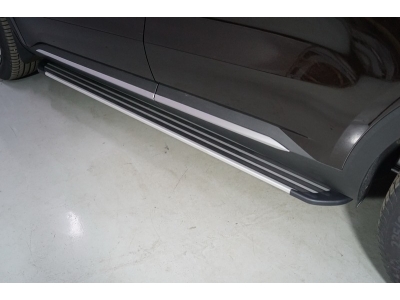 Пороги алюминиевые Slim Line Silver для Kia Sorento № KIASOR20-16S