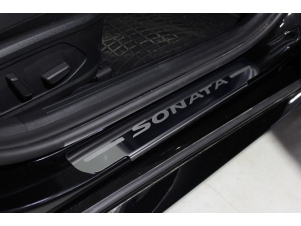 Накладки на пороги лист зеркальный надпись Sonata 4 шт для Hyundai Sonata № HYUNSON20-09