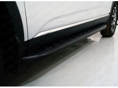 Пороги алюминиевые с пластиковой накладкой карбон черные для Renault Arkana № RENARK19-20BL