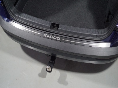 Накладка на задний бампер лист шлифованный надпись Karoq ТСС для Skoda Karoq 2020-2021
