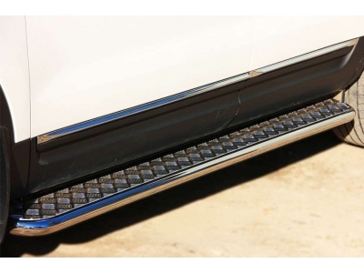 Пороги с площадкой нержавеющий лист 42 мм РусСталь для Ford Explorer 2011-2015