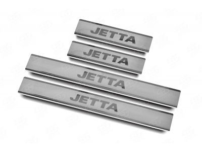 Накладки на пороги Russtal шлифованные с надписью для Volkswagen Jetta № VWJET14-03