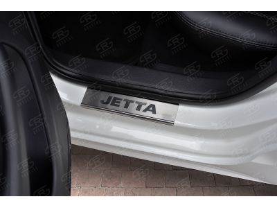 Накладки на пороги Russtal шлифованные с надписью для Volkswagen Jetta 2011-2018