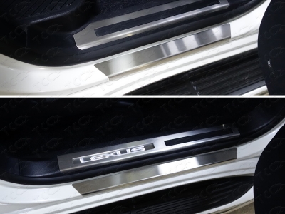 Накладки на пороги с гибом шлифованный лист ТСС для Lexus LX-570/450d 2015-2021