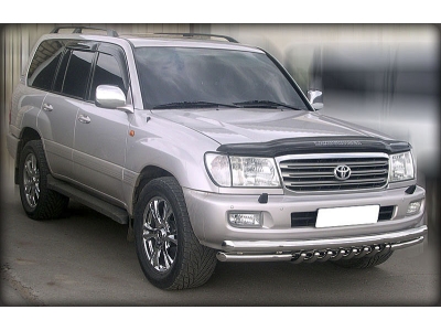 Защита передняя двойная 76-60 мм с защитой картера для Toyota Land Cruiser 100 1998-2007