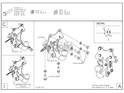 Фаркоп оцинкованный Galia шар C съемный для Toyota Land Cruiser Prado 120/150/Lexus GX460/470 2002-2019