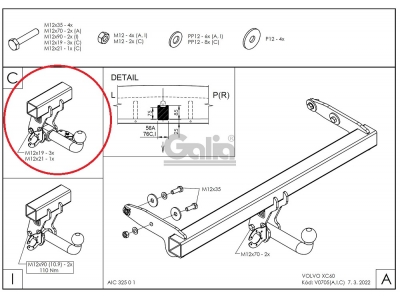 Фаркоп оцинкованный Galia шар C съемный для Volvo S60/V60/XC60 2008-2021