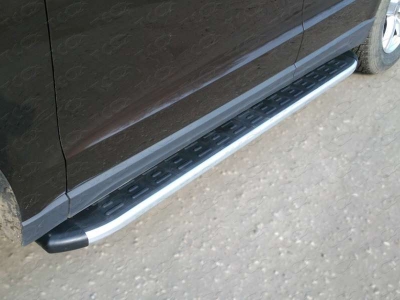 Пороги алюминиевые ТСС с накладкой для Audi Q5 2008-2016