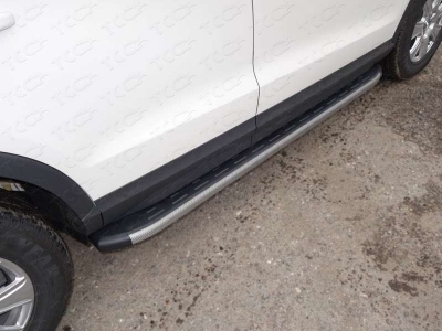 Пороги алюминиевые ТСС с накладкой серые для Audi Q3 № AUDIQ315-01GR