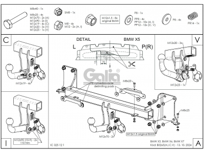 Фаркоп оцинкованный для BMW X5 G05 2018-н.в., BMW X7 G07 2019-н.в., BMW X6 G06 2019-н.в. вертикальное быстросъемное крепление шара с ключом