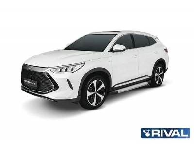 Порог-площадка "Silver" F180AL Rival + комплект крепежа BYD Song Plus 2023-н.в. (V - 1.5 PHEV, 4WD)