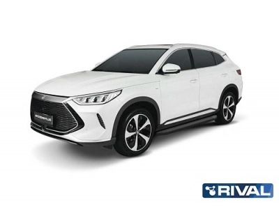 Порог-площадка "Premium-Black" A180ALB Rival + комплект крепежа BYD Song Plus 2023-н.в. (V - 1.5 PHEV, 4WD)