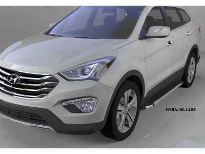 Пороги алюминиевые Brillant черные для Hyundai Santa Fe 2012-2018