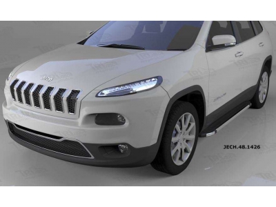 Пороги алюминиевые Brillant черные для Jeep Cherokee 2014-2018