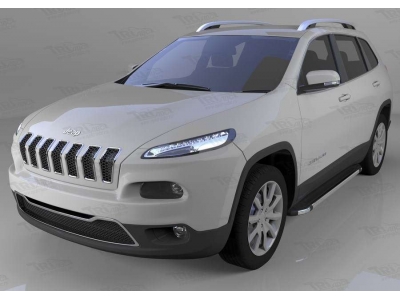 Пороги алюминиевые Brillant черные для Jeep Cherokee Trailhawk 2014-2021
