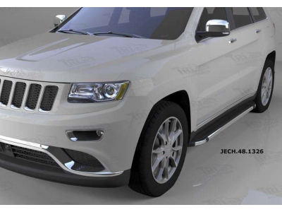 Пороги алюминиевые Brillant черные для Jeep Grand Cherokee 2010-2021