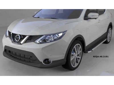 Пороги алюминиевые Brillant черные для Nissan Qashqai 2014-2021