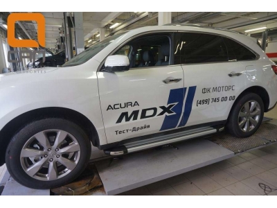 Пороги алюминиевые Brillant серебристые для Acura MDX 2013-2021