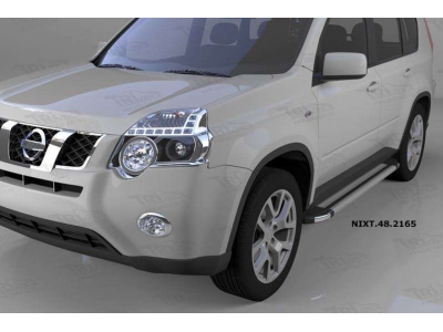 Пороги алюминиевые Brillant серебристые для Nissan X-Trail 2007-2015