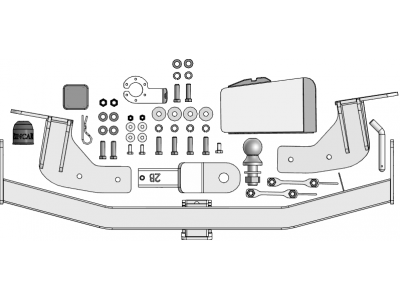 Фаркоп оцинкованный для Changan CS95 2023-н.в. съемное крепление шара под американский квадрат