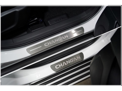 Накладки на пороги (лист шлифованный надпись Changan) 4шт для Changan CS35 plus 2WD 1.5T I Рестайлинг 2021 – н.в. CHANCS35PL23-03
