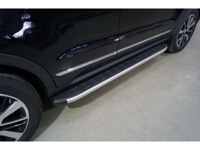Пороги алюминиевые с пластиковой накладкой 1720 мм ТСС для Changan CS55 2WD 1.5T 2017 – н.в. 