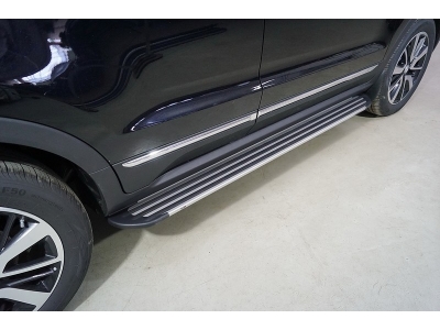 Пороги алюминиевые Slim Line Silver 1720 мм для Changan CS55 2WD 1.5T 2017 – н.в. CHANCS5522-21S