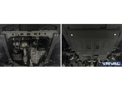 Защита картера + комплект крепежа RIVAL, Сталь для Changan CS75 Plus, V-1.5, АКПП, 2023-н.в.