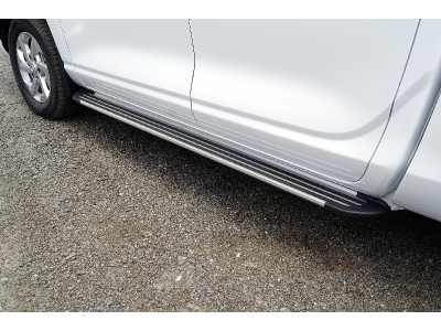 Пороги алюминиевые "Slim Line Silver" 1920 мм для Changan Hunter Plus 2.0 4WD 2023 – н.в. CHANHUNPL23-25S