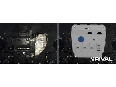Защита картера + КПП + комплект крепежа, Rival, Алюминий для Changan UNI-V;2023-н.в.;1,5;FWD;РКПП;Changan Lamore;2023-н.в.;1,5;FWD;РКПП