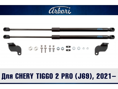 Упоры капота для CHERY Tiggo 2 Pro (J69), 2021-н.в., к-т 2 шт / Черри Тигго 2 Про