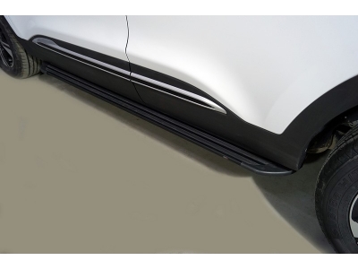 Пороги алюминиевые Slim Line Black 1720 мм ТСС для Chery Tiggo 4 Pro 2020 – н.в.