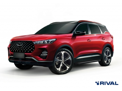 Порог-площадка "Black" F180ALB + комплект крепежа, RIVAL для Chery Tiggo 7 2019-2020/ 7Pro 2020-н.в./ 7Pro Max 2022-н.в./ Tiggo 8 2020-н.в,/ 8Pro 2021-н.в./ 8ProMax 2022-н.в./ Exeed LX 2022-н.в.