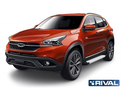 Порог-площадка "Silver" F180AL Rival + комплект крепежа Chery Tiggo 7 2019-2020, Chery Tiggo 8 2020-н.в., Chery Tiggo 8 Pro 2021-н.в.,Chery Tiggo 8 Pro Max 2022-н.в., Exeed LX 2022-н.в.